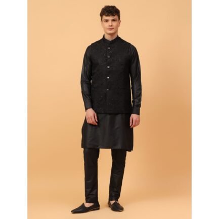Black Brocade Waistcoat Suit